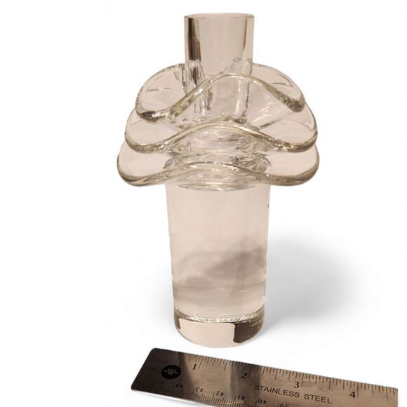 Vintage Crystal Rosenthal Glass Candleholder, Taper Candle, Wavy Ruffle Clear - Picture 2 of 6